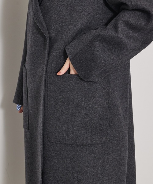 qualite（カリテ）の「【毛玉になりにくい】ダブルフェイスチェスターコート/秋服/冬服/オフィスカジュアル/ガウンコート（チェスターコート・レディース・チャコールグレー/ライトベージュ・36/38）」の9枚目の写真