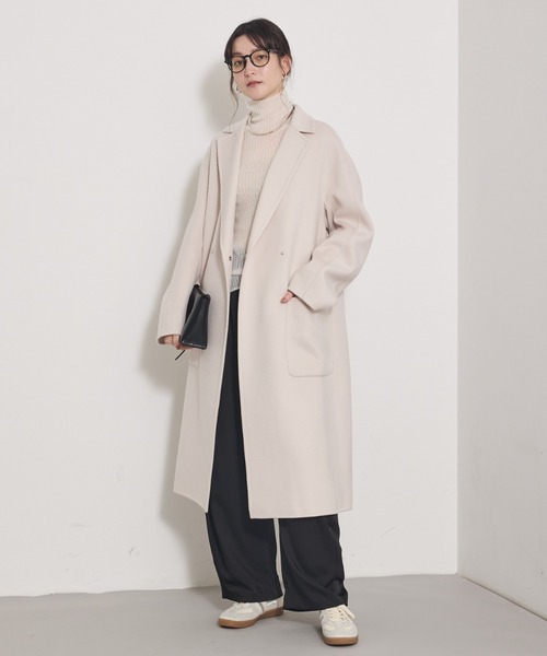 qualite（カリテ）の「【毛玉になりにくい】ダブルフェイスチェスターコート/秋服/冬服/オフィスカジュアル/ガウンコート（チェスターコート・レディース・チャコールグレー/ライトベージュ・36/38）」の17枚目の写真