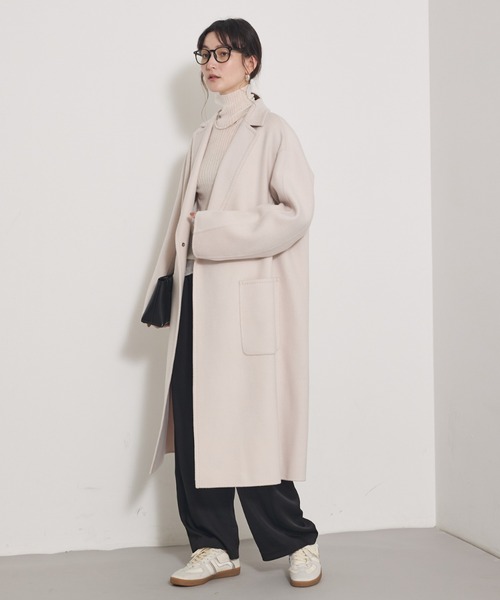 qualite（カリテ）の「【毛玉になりにくい】ダブルフェイスチェスターコート/秋服/冬服/オフィスカジュアル/ガウンコート（チェスターコート・レディース・チャコールグレー/ライトベージュ・36/38）」の16枚目の写真
