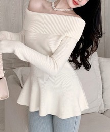 Forcement（フォースメント）の「上品な長袖オフショルトップス（ニット/セーター）」