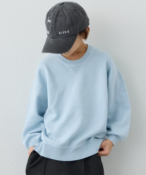 CIAOPANIC TYPY（チャオパニックティピー）の「【綿100％で洗える】【KIDS】(ジュニアサイズあり)スウェットライクニット（ニット/セーター・キッズ・ブルー/グリーン/ローズ/ブラック/チャコールグレー/ブラウン/ベージュ/レッド/オフホワイト/サックスブルー・SMALL/MEDIUM/LARGE/X-LARGE/XX-LARGE）」の7枚目の写真