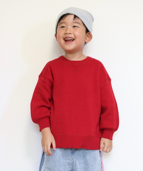 CIAOPANIC TYPY（チャオパニックティピー）の「【綿100％で洗える】【KIDS】(ジュニアサイズあり)スウェットライクニット（ニット/セーター・キッズ・ブルー/グリーン/ローズ/ブラック/チャコールグレー/ブラウン/ベージュ/レッド/オフホワイト/サックスブルー・SMALL/MEDIUM/LARGE/X-LARGE/XX-LARGE）」の13枚目の写真