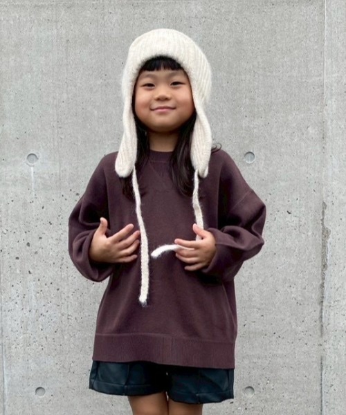 CIAOPANIC TYPY（チャオパニックティピー）の「【綿100％で洗える】【KIDS】(ジュニアサイズあり)スウェットライクニット（ニット/セーター・キッズ・ブルー/グリーン/ローズ/ブラック/チャコールグレー/ブラウン/ベージュ/レッド/オフホワイト/サックスブルー・SMALL/MEDIUM/LARGE/X-LARGE/XX-LARGE）」の14枚目の写真