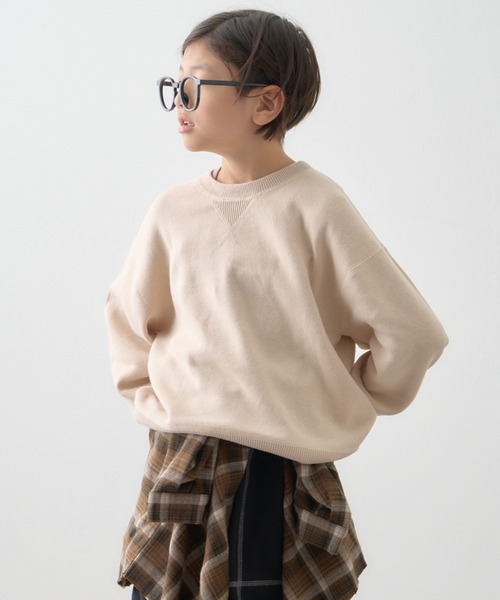 CIAOPANIC TYPY（チャオパニックティピー）の「【綿100％で洗える】【KIDS】(ジュニアサイズあり)スウェットライクニット（ニット/セーター・キッズ・ブルー/グリーン/ローズ/ブラック/チャコールグレー/ブラウン/ベージュ/レッド/オフホワイト/サックスブルー・SMALL/MEDIUM/LARGE/X-LARGE/XX-LARGE）」の18枚目の写真