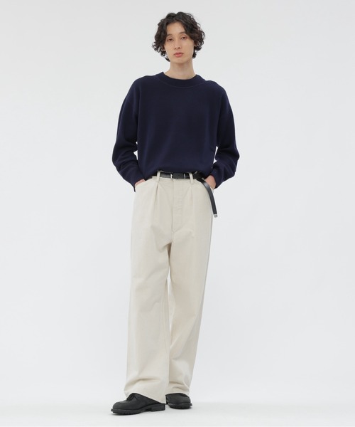 MHL.(エムエイチエル)の「WASHABLE PLAIN WOOL(ニット/セーター・メンズ・グリーン/ネイビー・LARGE/MEDIUM)」の9枚目の写真