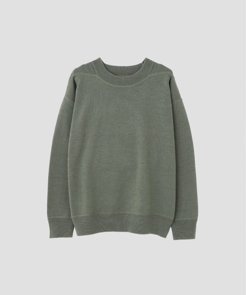 MHL.(エムエイチエル)の「WASHABLE PLAIN WOOL(ニット/セーター・メンズ・グリーン/ネイビー・LARGE/MEDIUM)」の6枚目の写真