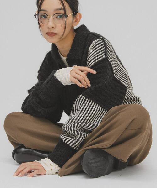 セール】バイカラーデザインスリーブニット（ニット/セーター）｜KBF