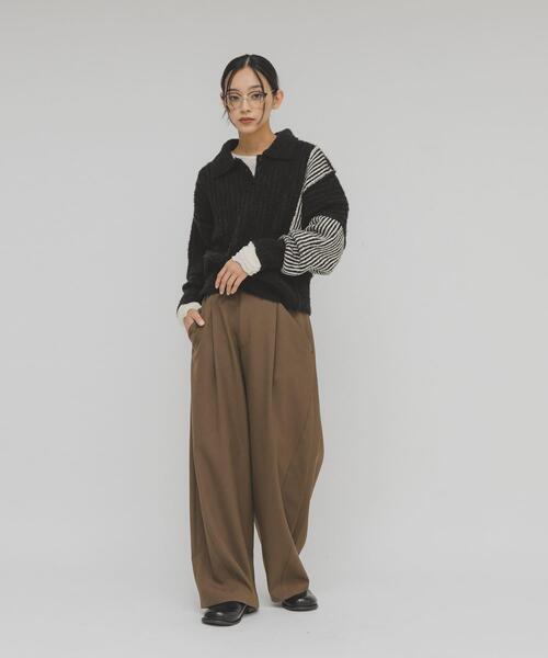 セール】バイカラーデザインスリーブニット（ニット/セーター）｜KBF