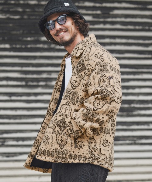 1minute 1second(ワンミニットワンセカンド)の「mj11154-paisley boa zip blouson ボアブルゾン(1M25F090)(ブルゾン・メンズ・ベージュ/ブラック・XL/L/M/S)」の1枚目の写真