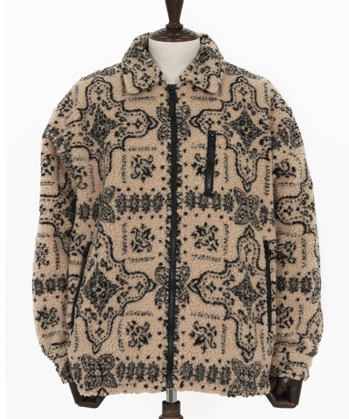 1minute 1second(ワンミニットワンセカンド)の「mj11154-paisley boa zip blouson ボアブルゾン(1M25F090)(ブルゾン・メンズ・ベージュ/ブラック・XL/L/M/S)」の3枚目の写真