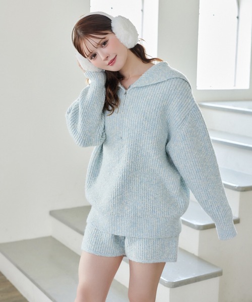 one after another NICE CLAUP(ワンアフターアナザーナイスクラップ)の「セーラーカラーニットセットアップ(セットアップ・レディース・グレー/サックスブルー/アイボリー・FREE)」の16枚目の写真