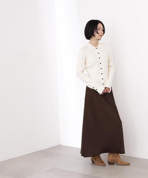 N.（N. Natural Beauty Basic）（エヌエヌナチュラルビューティーベーシック）の「ポロ襟フレアカフスニット（ニット/セーター・レディース・グリーン/ネイビー/オフホワイト・MEDIUM）」の9枚目の写真