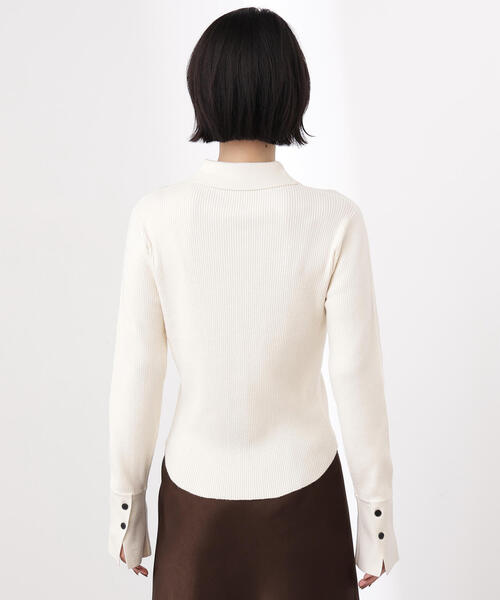 N.（N. Natural Beauty Basic）（エヌエヌナチュラルビューティーベーシック）の「ポロ襟フレアカフスニット（ニット/セーター・レディース・グリーン/ネイビー/オフホワイト・MEDIUM）」の12枚目の写真