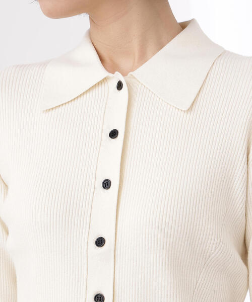 N.（N. Natural Beauty Basic）（エヌエヌナチュラルビューティーベーシック）の「ポロ襟フレアカフスニット（ニット/セーター・レディース・グリーン/ネイビー/オフホワイト・MEDIUM）」の13枚目の写真