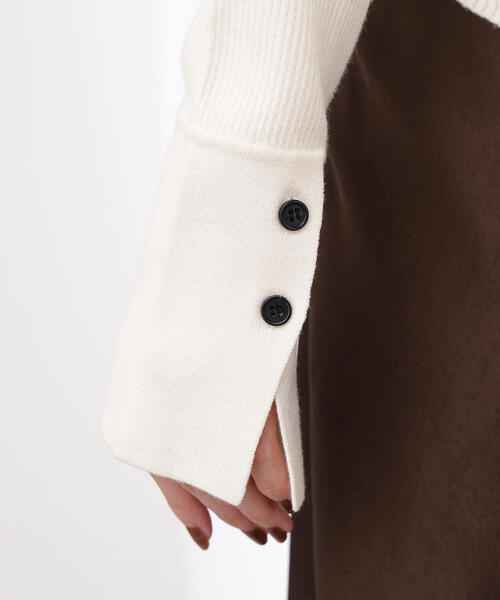 N.（N. Natural Beauty Basic）（エヌエヌナチュラルビューティーベーシック）の「ポロ襟フレアカフスニット（ニット/セーター・レディース・グリーン/ネイビー/オフホワイト・MEDIUM）」の15枚目の写真