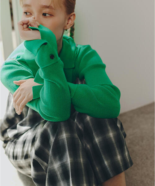 N.（N. Natural Beauty Basic）（エヌエヌナチュラルビューティーベーシック）の「ポロ襟フレアカフスニット（ニット/セーター・レディース・グリーン/ネイビー/オフホワイト・MEDIUM）」の19枚目の写真