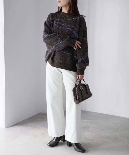 Riberry（リベリー）の「ニュアンスラインラメニット（ニット/セーター・レディース・ホワイト系/ブラウン系1/ブラウン系2/グレー系・FREE）」の16枚目の写真