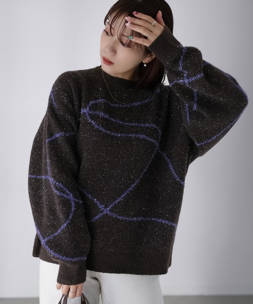 Riberry（リベリー）の「ニュアンスラインラメニット（ニット/セーター・レディース・ホワイト系/ブラウン系1/ブラウン系2/グレー系・FREE）」の17枚目の写真