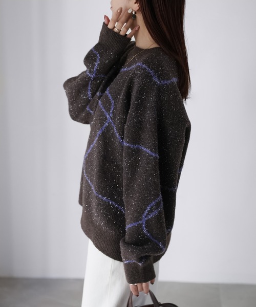 Riberry（リベリー）の「ニュアンスラインラメニット（ニット/セーター・レディース・ホワイト系/ブラウン系1/ブラウン系2/グレー系・FREE）」の21枚目の写真