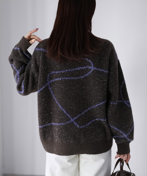 Riberry（リベリー）の「ニュアンスラインラメニット（ニット/セーター・レディース・ホワイト系/ブラウン系1/ブラウン系2/グレー系・FREE）」の22枚目の写真