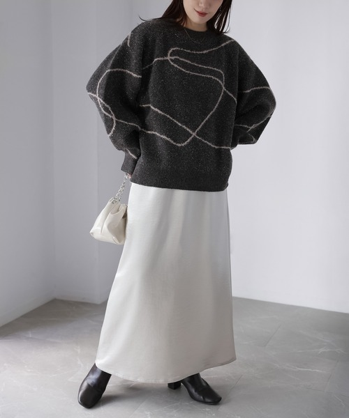 Riberry（リベリー）の「ニュアンスラインラメニット（ニット/セーター・レディース・ホワイト系/ブラウン系1/ブラウン系2/グレー系・FREE）」の7枚目の写真