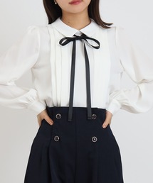 ASTORIA ODIER | 配色リボンピンタックブラウス(シャツ/ブラウス)