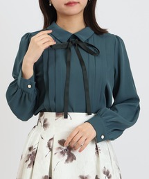 ASTORIA ODIER | 配色リボンピンタックブラウス(シャツ/ブラウス)