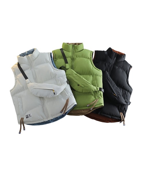 aimoha（アイモハ）の「バック付きリバーシブル中綿ベスト/Reversible padded vest with back (AW)（ダウンベスト・メンズ・ホワイト/ブラック/グリーン・XX-LARGE/X-LARGE/XXX-LARGE）」の4枚目の写真
