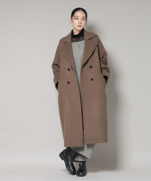 NANO universe（ナノユニバース）の「WooLoop コクーンダブルコート（チェスターコート・レディース・ライトベージュ/ネイビー/モカ・S/M）」の18枚目の写真