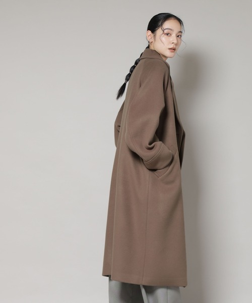 NANO universe（ナノユニバース）の「WooLoop コクーンダブルコート（チェスターコート・レディース・ライトベージュ/ネイビー/モカ・S/M）」の22枚目の写真