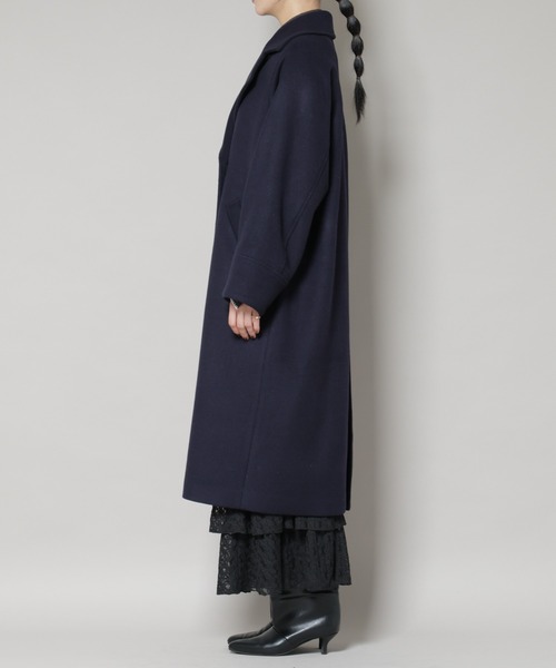 NANO universe（ナノユニバース）の「WooLoop コクーンダブルコート（チェスターコート・レディース・ライトベージュ/ネイビー/モカ・S/M）」の10枚目の写真