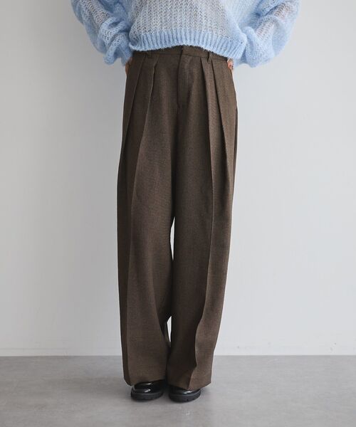 GARAGE OF GOOD CLOTHING（ガレージオブグッドクロージング）の「【日本製】ミックスヤーン２タックワイドパンツ（その他パンツ・レディース・ブラウン・38/36）」の22枚目の写真