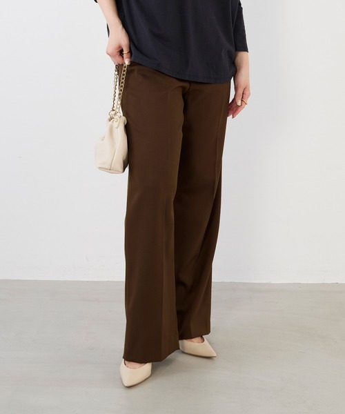 MICA&DEAL（マイカ＆ディール）の「梳毛タックパンツ〈2サイズ展開〉（その他パンツ・レディース・ブラウン/チャコールグレー/ストライプ・38/36）」の3枚目の写真