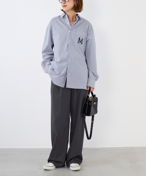 MICA&DEAL（マイカ＆ディール）の「梳毛タックパンツ〈2サイズ展開〉（その他パンツ・レディース・ブラウン/チャコールグレー/ストライプ・38/36）」の16枚目の写真