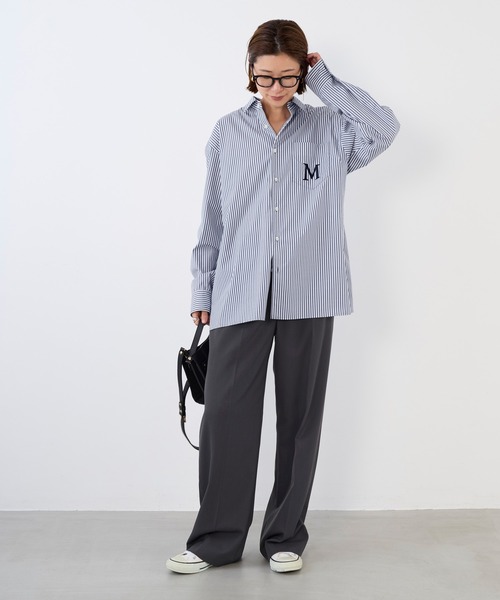 MICA&DEAL（マイカ＆ディール）の「梳毛タックパンツ〈2サイズ展開〉（その他パンツ・レディース・ブラウン/チャコールグレー/ストライプ・38/36）」の17枚目の写真