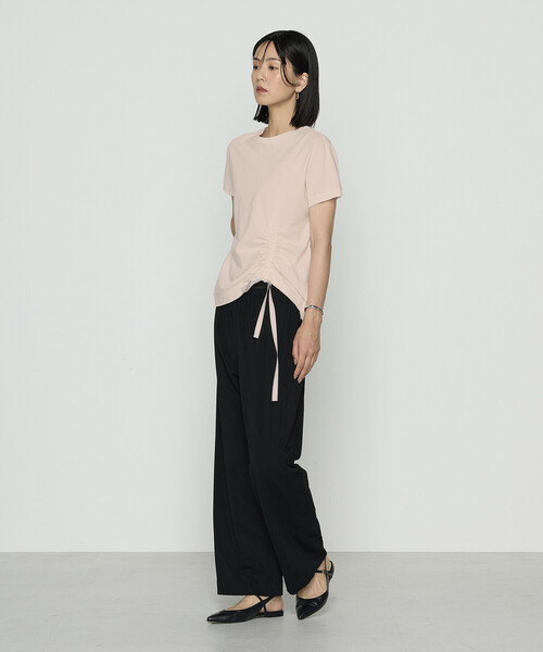Gabardine K.T(ギャバジンケーティー)の「和紙ジャージー ドローイングTシャツ(Tシャツ/カットソー・レディース・ライトグレー/ダークブラウン/ブラック・9号/5号)」の4枚目の写真