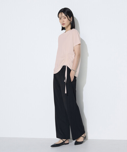 Gabardine K.T(ギャバジンケーティー)の「和紙ジャージー ドローイングTシャツ(Tシャツ/カットソー・レディース・ライトグレー/ダークブラウン/ブラック・9号/5号)」の6枚目の写真