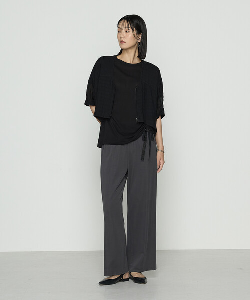 Gabardine K.T(ギャバジンケーティー)の「和紙ジャージー ドローイングTシャツ(Tシャツ/カットソー・レディース・ライトグレー/ダークブラウン/ブラック・9号/5号)」の9枚目の写真