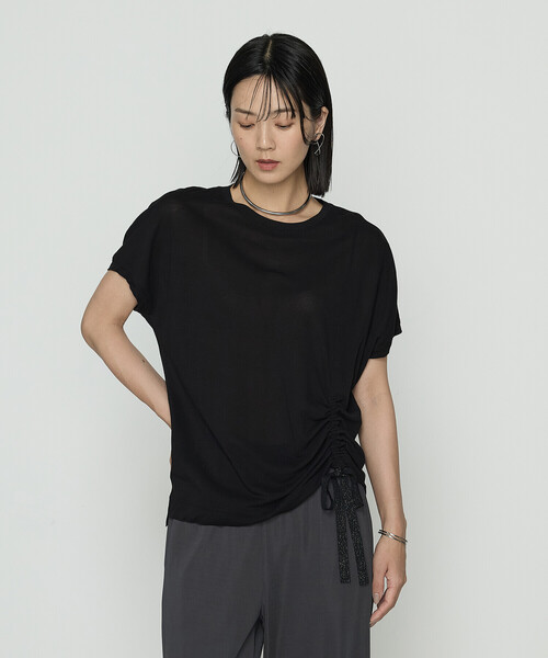 Gabardine K.T(ギャバジンケーティー)の「和紙ジャージー ドローイングTシャツ(Tシャツ/カットソー・レディース・ライトグレー/ダークブラウン/ブラック・9号/5号)」の10枚目の写真