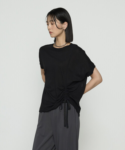 Gabardine K.T(ギャバジンケーティー)の「和紙ジャージー ドローイングTシャツ(Tシャツ/カットソー・レディース・ライトグレー/ダークブラウン/ブラック・9号/5号)」の11枚目の写真