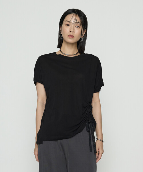 Gabardine K.T(ギャバジンケーティー)の「和紙ジャージー ドローイングTシャツ(Tシャツ/カットソー・レディース・ライトグレー/ダークブラウン/ブラック・9号/5号)」の12枚目の写真