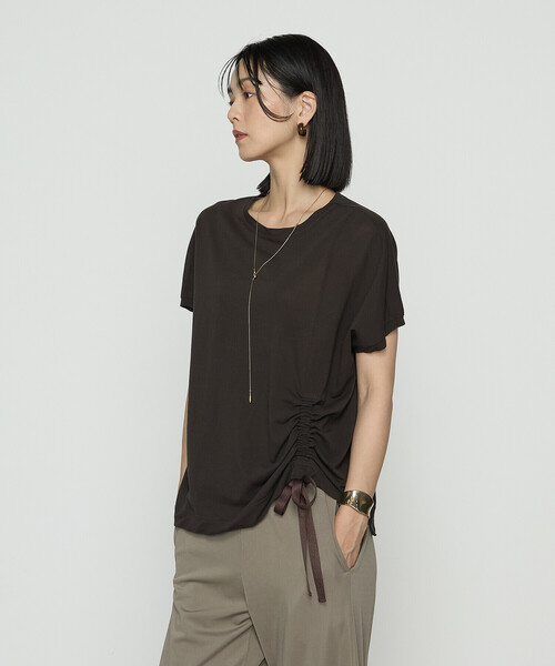 Gabardine K.T(ギャバジンケーティー)の「和紙ジャージー ドローイングTシャツ(Tシャツ/カットソー・レディース・ライトグレー/ダークブラウン/ブラック・9号/5号)」の16枚目の写真