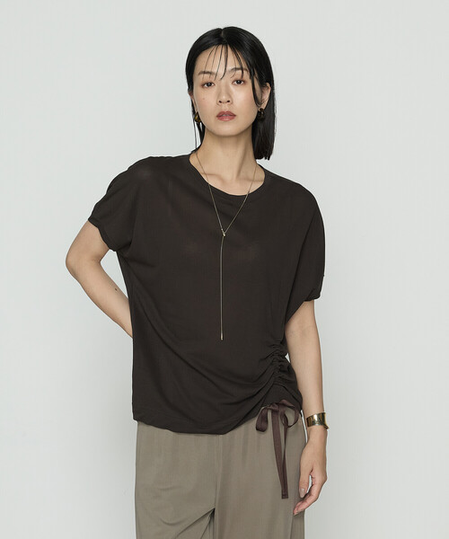 Gabardine K.T(ギャバジンケーティー)の「和紙ジャージー ドローイングTシャツ(Tシャツ/カットソー・レディース・ライトグレー/ダークブラウン/ブラック・9号/5号)」の17枚目の写真