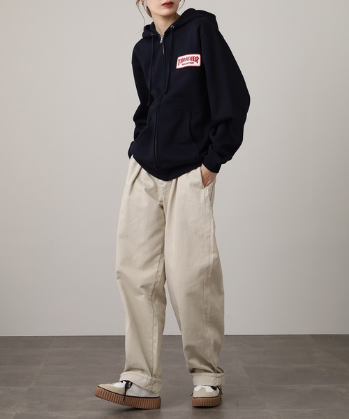 THRASHER(スラッシャー)の「THRASHER MAG LOGO SWEAT L/S HOODIE ワッペン長袖スウェットジップアップパーカー(パーカー・メンズ・グレー/ホワイト/ネイビー・M/L/XL)」の20枚目の写真