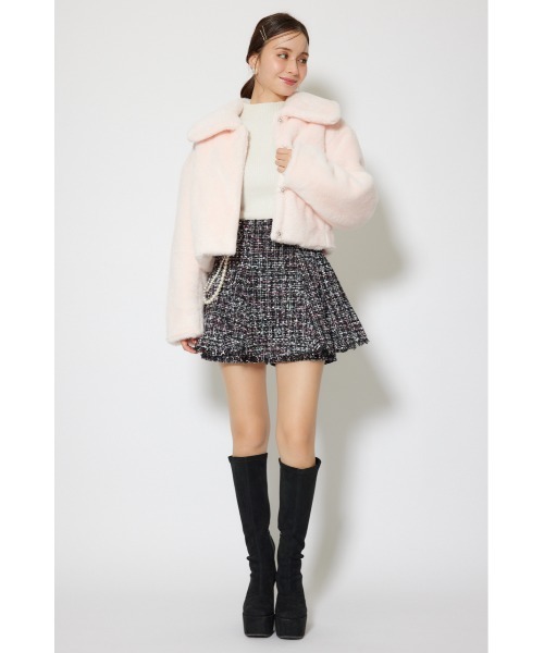 rienda（リエンダ）の「ショート丈ファージャケット　秋服　冬服（ダウンジャケット/コート・レディース・ピンク/ホワイト・MEDIUM/SMALL）」の3枚目の写真