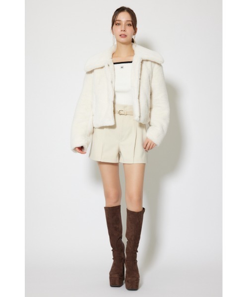 セール】ショート丈ファージャケット 秋服 冬服（ダウンジャケット