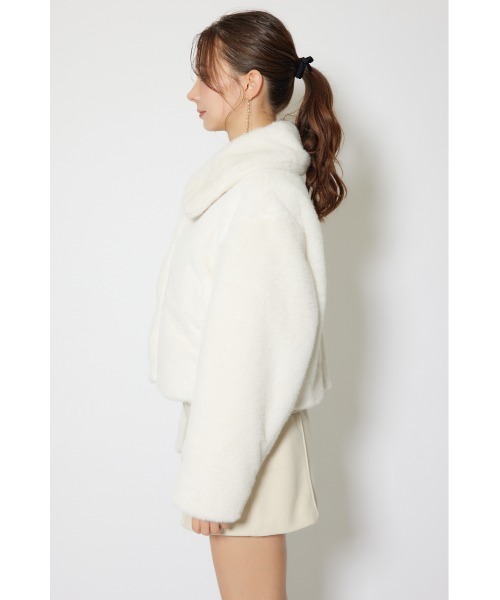 rienda（リエンダ）の「ショート丈ファージャケット　秋服　冬服（ダウンジャケット/コート・レディース・ピンク/ホワイト・MEDIUM/SMALL）」の17枚目の写真