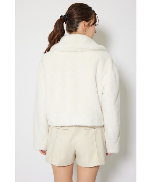 rienda（リエンダ）の「ショート丈ファージャケット　秋服　冬服（ダウンジャケット/コート・レディース・ピンク/ホワイト・MEDIUM/SMALL）」の7枚目の写真