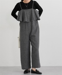 ツイードフリルオールインワン