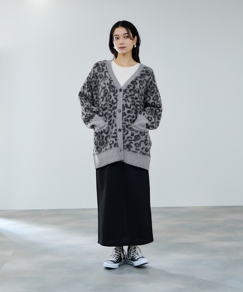 Mac-House(マックハウス)の「milli de l'air シャギーレオパードカーディガン(カーディガン/ボレロ・レディース・グレー/ベージュ・M)」の5枚目の写真
